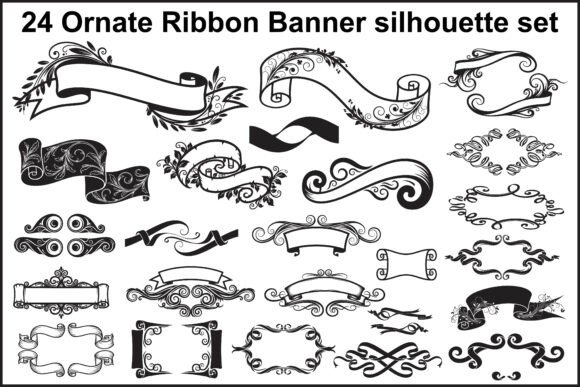 24 Elegant Ornate Ribbon Banner Bundle: Graphics & Illustrations