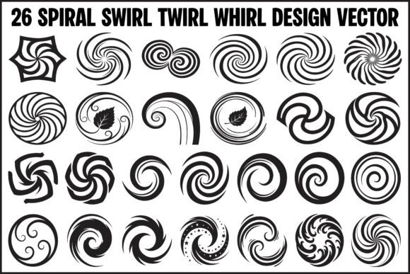 26 Spiral Swirl Twirl Whirl Vector Set: Graphics & Illustrations