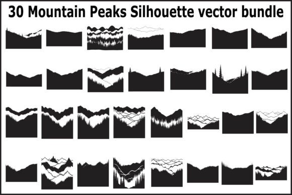 30 Mountain Peaks Silhouette Vector: Graphics & Illustrations
