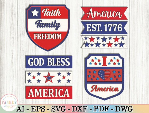 4th of July Tiered Tray Laser Cut File