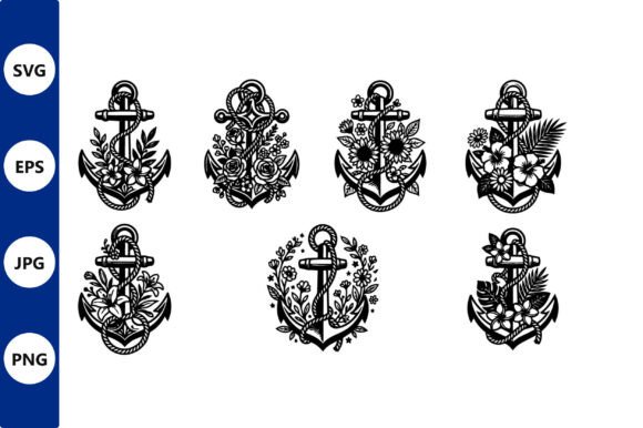 Anchor Floral Vector Art Set: Graphics & Illustrations