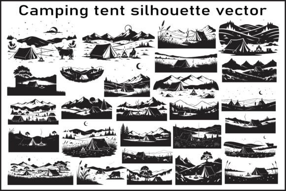 Camping Tent Silhouette Vector Bundle: Graphics & Illustrations