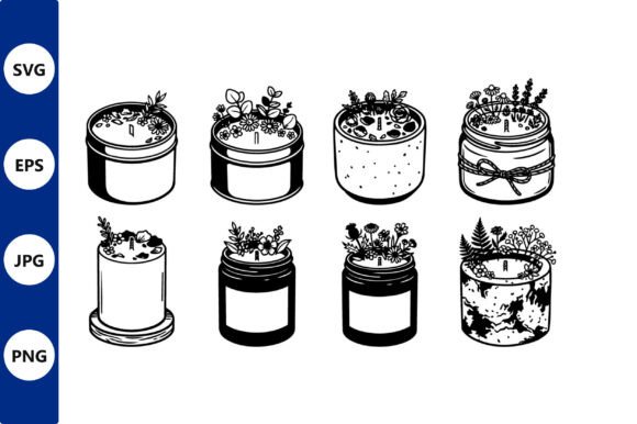 Candle and Flower Jar Illustration: Graphics & Illustrations for Handmade Brands