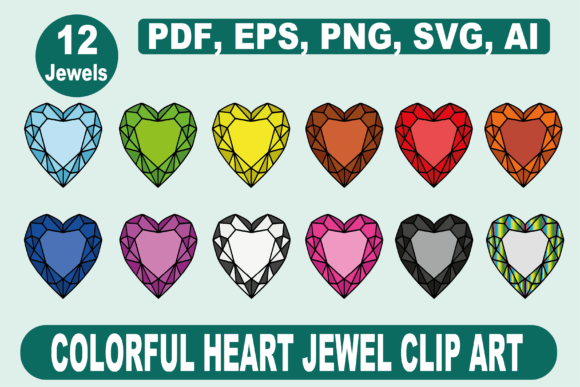 Colorful Heart Jewel Clip Art: Graphics & Illustrations for Local Brands