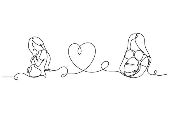 Continuous Line Design of a Mother: Graphics & Illustrations