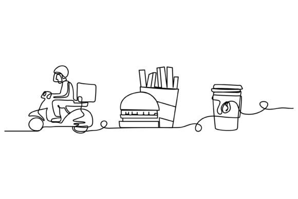 Continuous Line Design of Delivering: Graphics & Illustrations