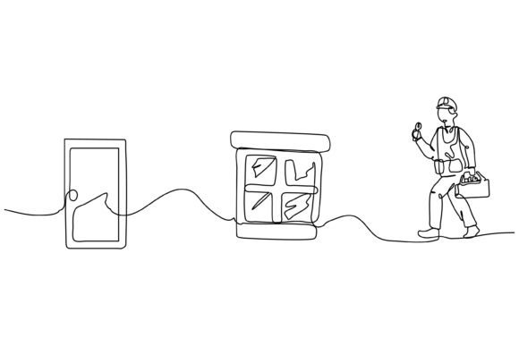 Continuous Line Worker Graphics & Illustrations