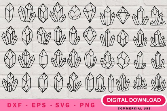 Crystal Outline SVG Bundle: Elegant Graphics & Illustrations