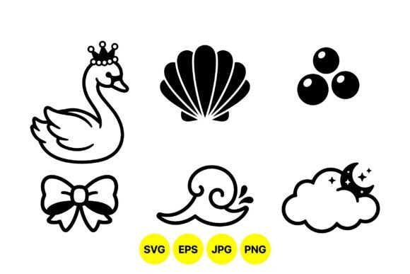 Elegant Princess Swan Icons: Graphics & Illustrations