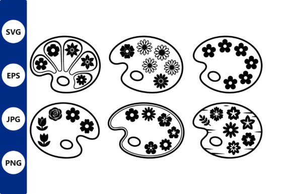 Floral Palette Line Art Set
