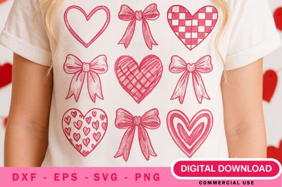 Heart Bow Valentine Shirt SVG PNG Graphics