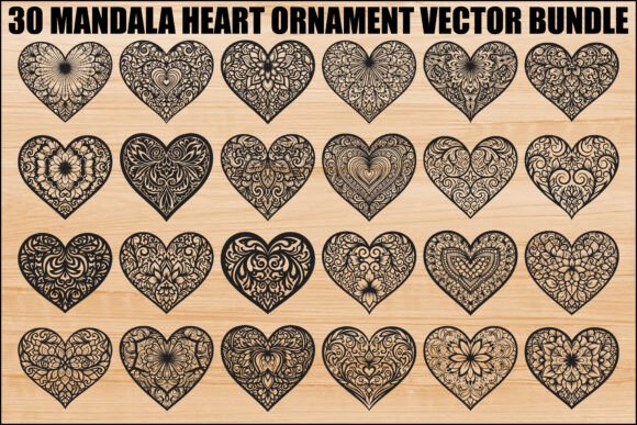 Mandala Heart Ornament SVG Bundle: Graphics & Illustrations