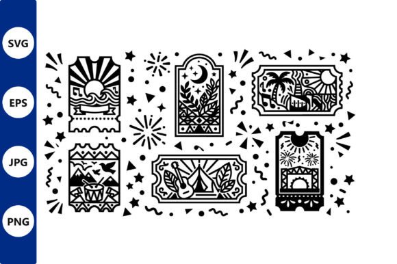 Monochrome Tropical Stamp Collection: Graphics & Illustrations