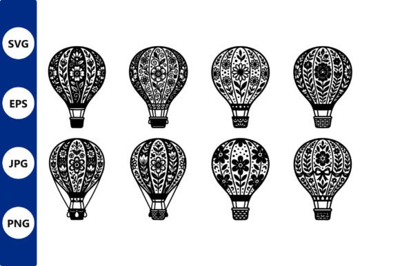 Ornate Floral Hot Air Balloon Vector: Graphics & Illustrations