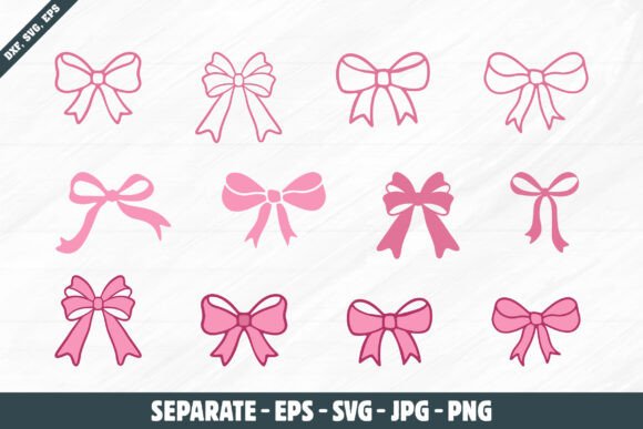 Pink Ribbon Bow Outline: Graphics for Crafts & Content