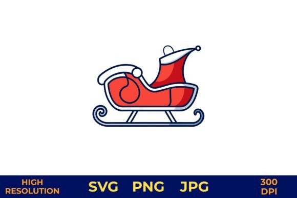 Red Sleigh Vector Design with Festive Graphics
