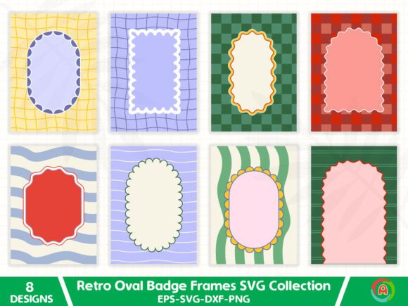 Retro Oval Badge Frames SVG Collection: Graphics & Illustrations