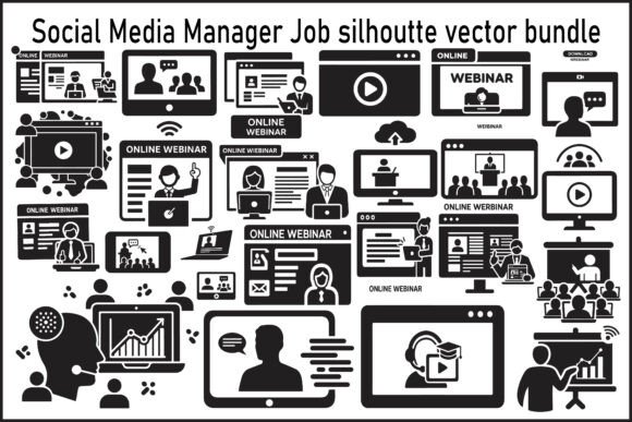 Social Media Manager Job Silhouette: Graphics & Illustrations Bundle