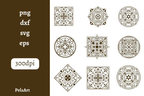 Vintage Ornamental Tile Set – 9 Elegant