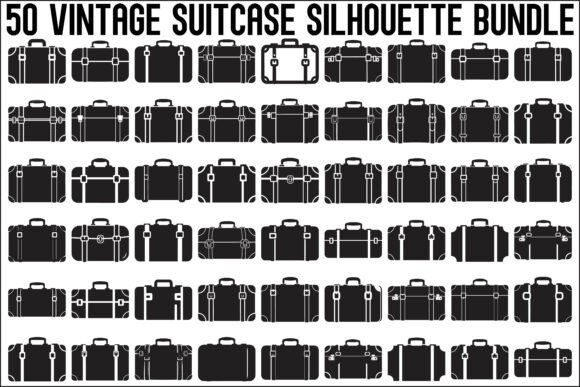 Vintage Suitcase Silhouette Bundle: Graphics & Illustrations