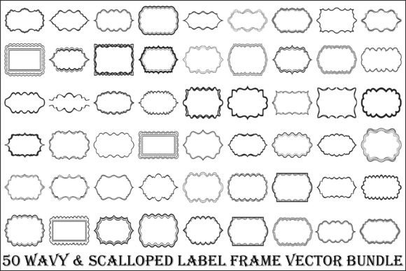 Wavy Scalloped Label Frame Bundle: Graphics & Illustrations for Local Branding