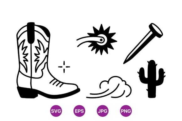 Western Cowboy Icon Collection: Graphics & Illustrations